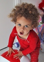 toddler sofia with super curly hair