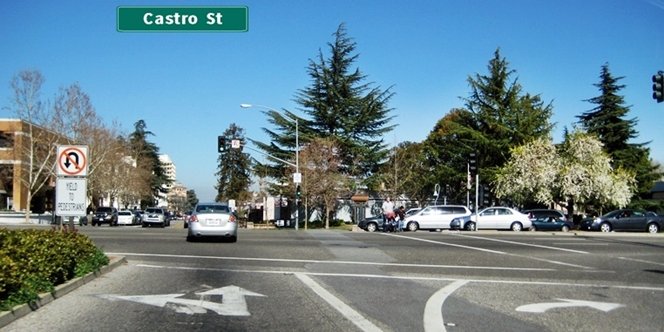 CLICK to continue: Castro Street at El Camino Real