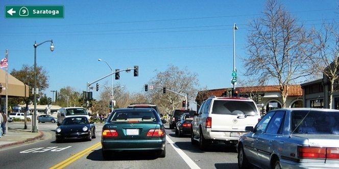 CLICK to continue: Left on Highway 9 from Santa Cruz Ave