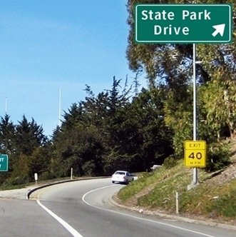 CLICK to go RIGHT on State Park Drive from Highway 1 North