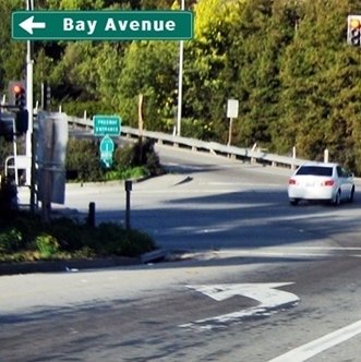 CLICK to go LEFT on Bay Avenue from Highway 1 North