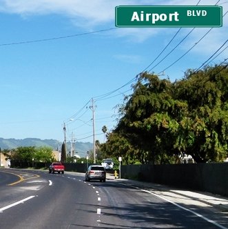 CLICK to continue on Airport Blvd at Aviation Way