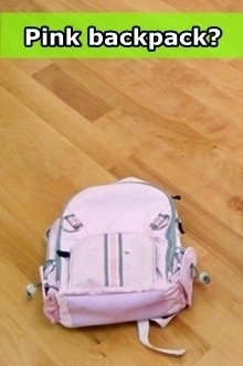 CLICK to select the pink backpack