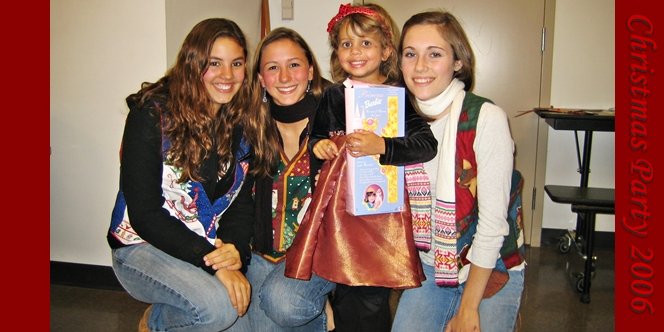 CLICK to continue: Sofia with 3 volunteers at the 2006 Christmas Party