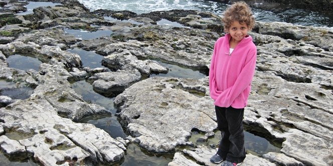 CLICK to continue: Sofia at the Natural Bridges tidepools