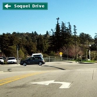 CLICK to go LEFT onto Soquel Drive from Rancho Del Mar