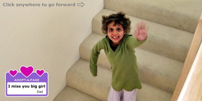 CLICK to continue: Sofia waving on the stairs